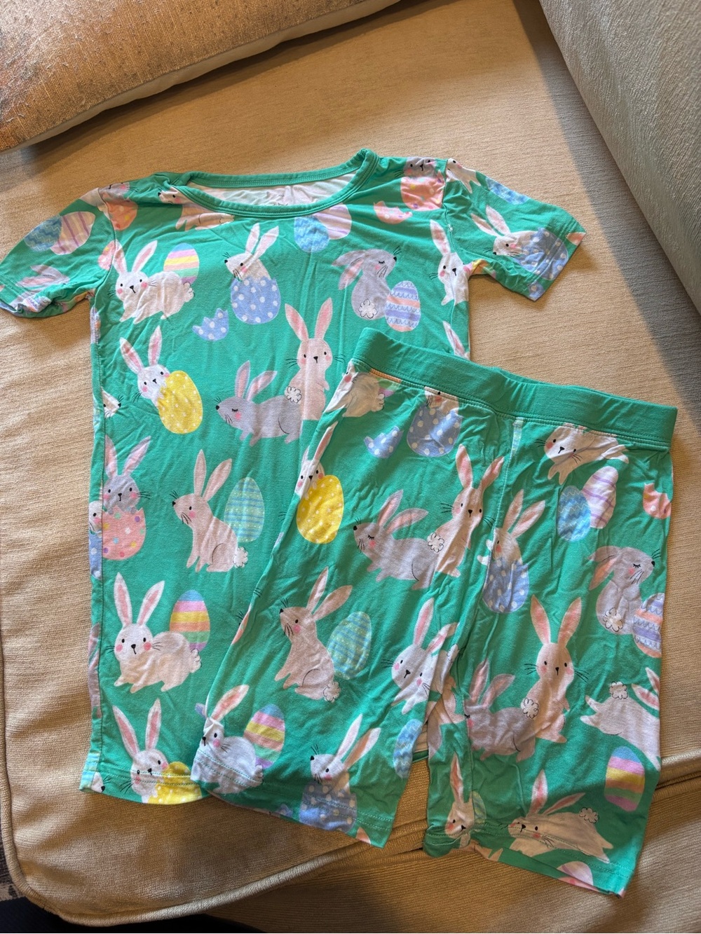 Little Sleepies Hoppy Bunny Green Shorts Pajama Set 7/8